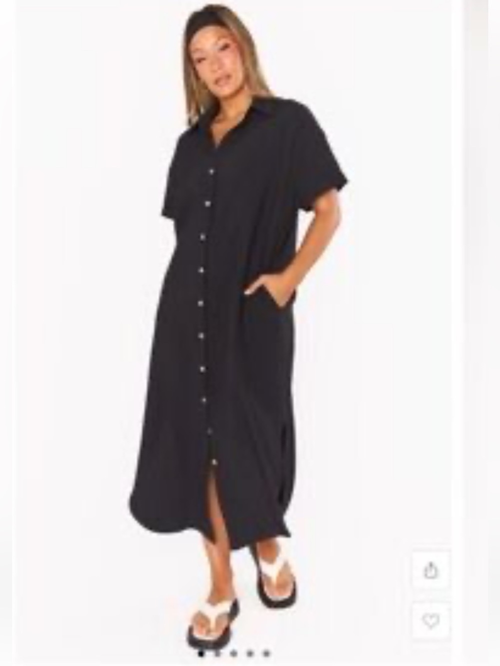 Show Me Your MuMu Black Button-Front Maxi Shirt Dress